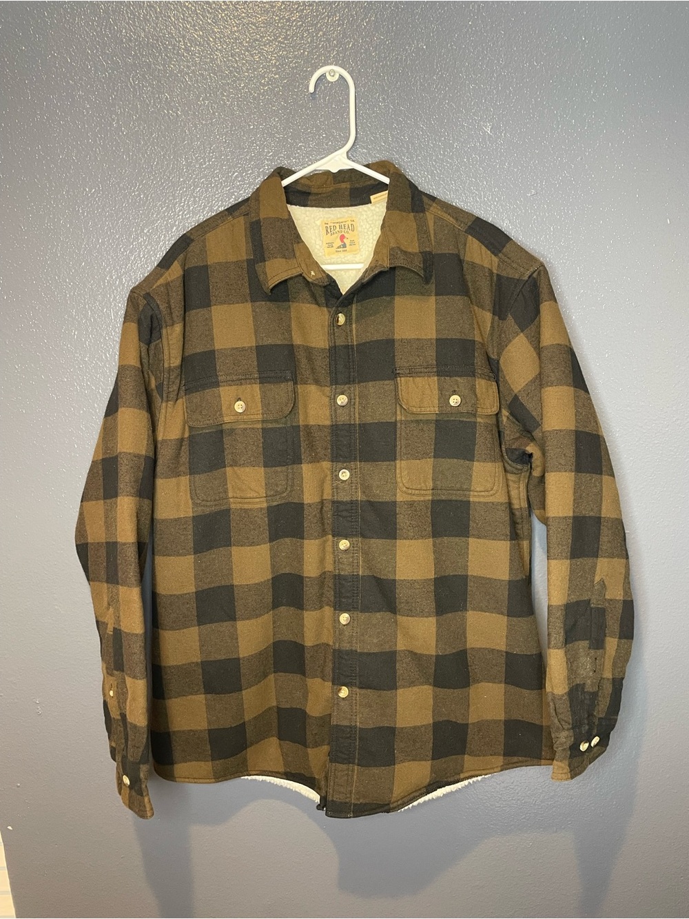 RedHead Brand Co Men’s XL Buffalo Plaid Sherpa Lined Flannel Shirt Jacket